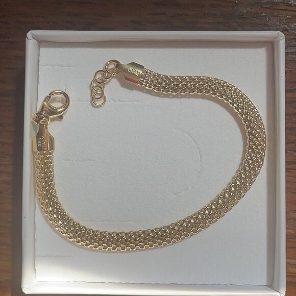 Neiman Marcus 18K Gold-Plated Italian 5mm Mesh Link Chain Bracelet - Picture 1 of 4